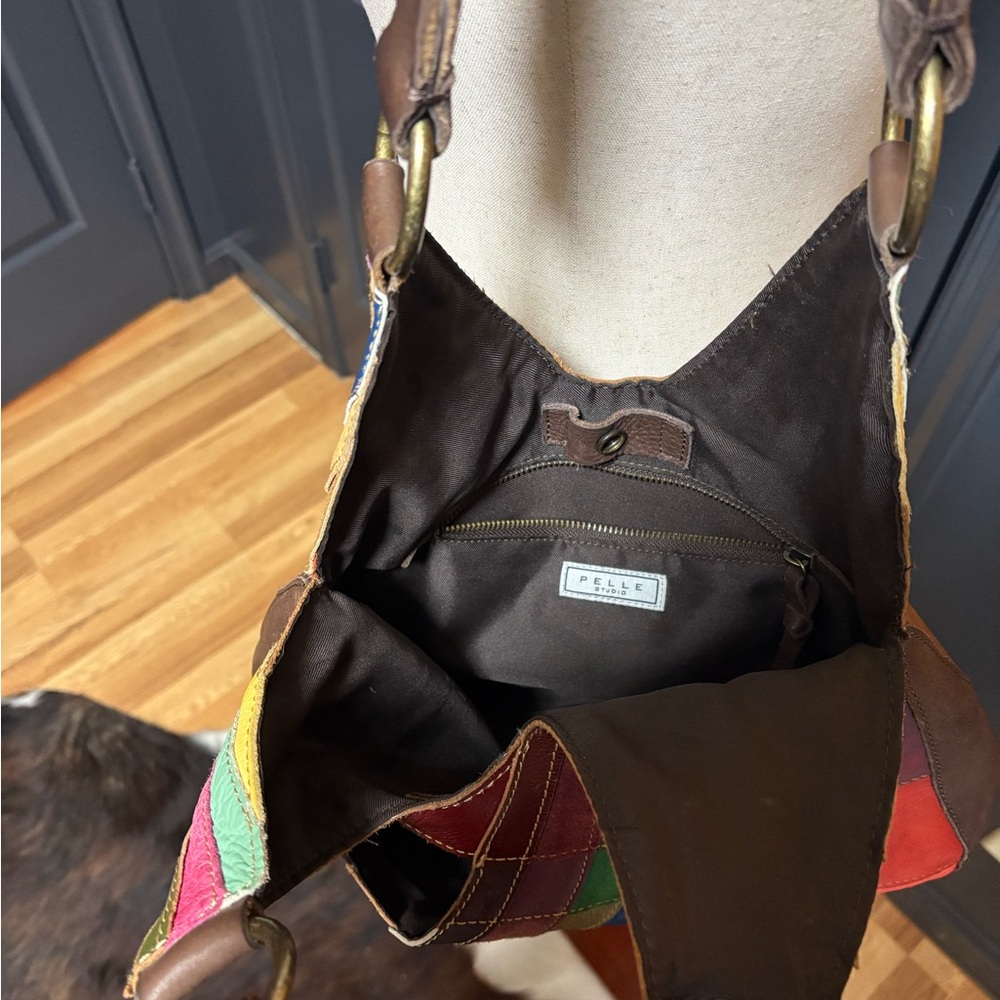 Y2K Multicolor Leather Patchwork Shoulder Bag - image 3